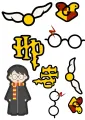 Obdélníkový jedlý papír k výřezu – Harry Potter, symboly (žlutá, červená, černá)