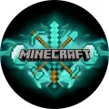 Kulatý jedlý obrázek na dort – Minecraft, diamantový meč s neonovou aurou (tyrkysová, černá, hnědá)