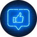 Kulatý jedlý obrázek na dort – Facebook, Like (modrá, černá)