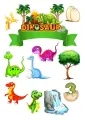 Obdélníkový jedlý papír k výřezu – Dinosaur (zelená, modrá, žlutá)