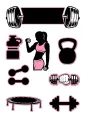 Obdélníkový jedlý papír k výřezu – Fitness (černá, růžová, bílá)
