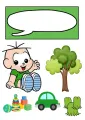 Obdélníkový jedlý papír k výřezu – Chlapeček (zelená, bílá, modrá)
