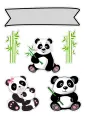 Obdélníkový jedlý papír k výřezu – Panda (černá, bílá, zelená)