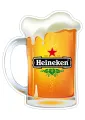 Obdélníkový jedlý papír k výřezu – Pivo Heineken, orosený půllitr s pěnou (žlutá, bílá, černá)
