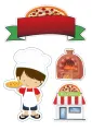 Obdélníkový jedlý papír k výřezu – Pizzař (červená, bílá, zelená)