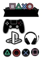 Obdélníkový jedlý papír k výřezu – PlayStation, Gamer (černá, šedá, červená)