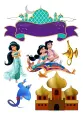 Obdélníkový jedlý papír k výřezu – Princezna Jasmína (tyrkysová, fialová, zlatá)