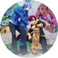 Kulatý jedlý obrázek na dort – Anime skateboard (modrá, červená, šedá)