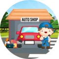 Kulatý jedlý obrázek na dort – Autoservis, automechanik (červená, modrá, šedá)