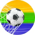 Kulatý jedlý obrázek na dort – Fotbal, Gooool (zelená, modrá, žlutá)