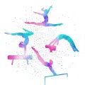 Kulatý jedlý obrázek na dort – Gymnastka (tyrkysová, růžová, fialová)