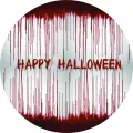 Kulatý jedlý obrázek na dort – Halloween, krvavý nápis Happy Halloween (červená, bílá, šedá)