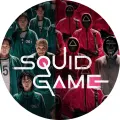 Kulatý jedlý obrázek na dort – Hra na oheň, Squid Game (zelená, červená, černá)