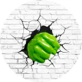 Kulatý jedlý obrázek na dort – Hulk, pěst (zelená, bílá, černá)