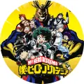 Kulatý jedlý obrázek na dort – My Hero Academia (žlutá, modrá, zelená)