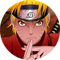 Kulatý jedlý obrázek na dort – Naruto, bojová pečeť a rukojeť meče (červená, žlutá, černá)