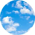 Kulatý jedlý obrázek na dort – Obloha (modrá, bílá)