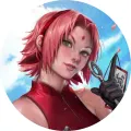 Kulatý jedlý obrázek na dort – Sakura Haruno (růžová, červená, modrá)