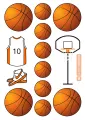 Obdélníkový jedlý papír k výřezu – Basketbal (žlutá, bílá, černá)
