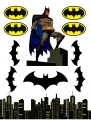 Obdélníkový jedlý papír k výřezu – Batman, noha na schodu, silueta města a loga (černá, žlutá, šedá)