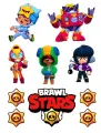 Obdélníkový jedlý papír k výřezu – Brawl Stars, Sandy, Surge, Max a Leon (červená, modrá, zelená)