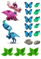 Obdélníkový jedlý papír k výřezu – Dinosauři, růžový a modrý s motýlky (modrá, růžová, zelená)
