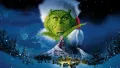 Obdélníkový jedlý obrázek na dort – Grinch, v čepici s výhledem na Kdovíkov (zelená, modrá, bílá)