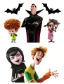 Obdélníkový jedlý papír k výřezu – Hotel Transylvania, Drákula, rodinka a netopýři (černá, fialová, žlutá)