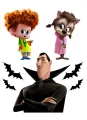 Obdélníkový jedlý papír k výřezu – Hotel Transylvania, Drákula, Dennis a Winnie (černá, bílá, růžová)
