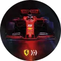 Kulatý jedlý obrázek na dort – Formule Ferrari (červená, černá, žlutá)