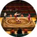 Kulatý jedlý obrázek na dort – Sumo (hnědá, černá, žlutá)