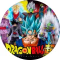Kulatý jedlý obrázek na dort – Dragon Ball (modrá, černá, žlutá)