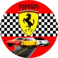 Kulatý jedlý obrázek na dort – Ferrari, sporťáky (červená, žlutá, černá)