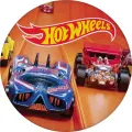 Kulatý jedlý obrázek na dort – Hot Wheels, Speciál č. 24 a Bone Shaker (žlutá, modrá, červená)