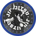 Kulatý jedlý obrázek na dort – Jiu Jitsu (modrá, černá, bílá)