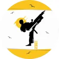 Kulatý jedlý obrázek na dort – Karate (žlutá, černá, bílá)
