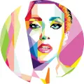 Kulatý jedlý obrázek na dort – Lady Gaga (růžová, tyrkysová, žlutá)