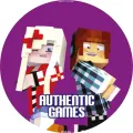 Kulatý jedlý obrázek na dort – Minecraft, Authentic Games dvojice na fialové (fialová, bílá, modrá)