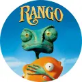 Kulatý jedlý obrázek na dort – Rango (modrá, zelená, žlutá)