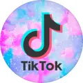 Kulatý jedlý obrázek na dort – TikTok, logo na akvarelovém pozadí s hvězdami (růžová, tyrkysová, černá)