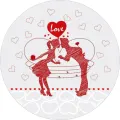 Kulatý jedlý obrázek na dort – Valentýn, láska (červená, bílá, šedá)