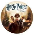 Kulatý jedlý obrázek na dort – Harry Potter a Relikvie smrti (hnědá, zlatá, černá)