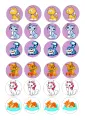 List jedlých koleček na cupcakes – Kočky, cupcakes (fialová, růžová, modrá)