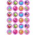 List jedlých koleček na cupcakes – Shopkins na cupcakes, různé figurky a růžová (růžová, žlutá, modrá)