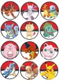 List jedlých koleček na cupcakes – Pokémon, postavičky v Pokéballu (červená, bílá, žlutá)