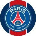 Kulatý jedlý obrázek na dort – Paris Saint Germain (modrá, červená, bílá)