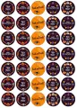 List jedlých koleček na cupcakes – Halloween, fialová směs s nápisem Trick or Treat (černá, žlutá, fialová)