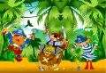 Obdélníkový jedlý obrázek na dort – Pirátský poklad (zelená, modrá, žlutá)