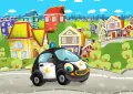 Obdélníkový jedlý obrázek na dort – Policejní auto (modrá, zelená, černá)