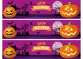 Obdélníkový jedlý obrázek na dort – Halloween, dýně, strašidelný dům a měsíc (fialová, černá, žlutá)